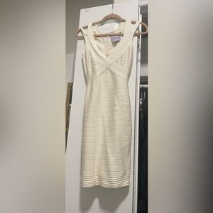 Herve Leger Bandage Dress in off white. XS.  Small hole which can be sewed.
